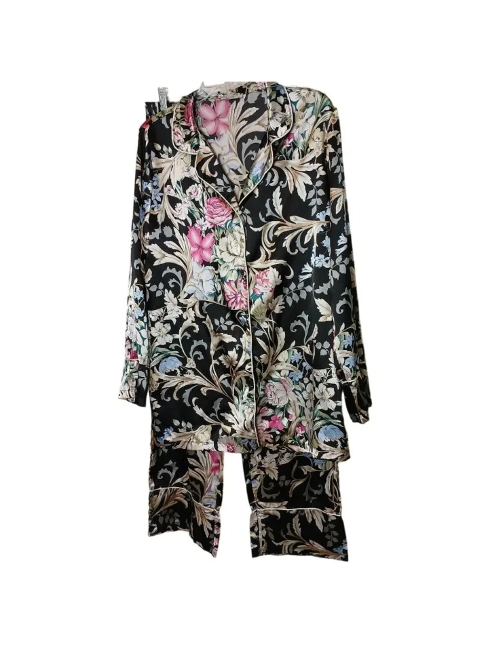 Ekouaer Womens XXL Floral Pajama Set 95% Terylene 5% Spandex Satin Floral #I-8 - Picture 7 of 7